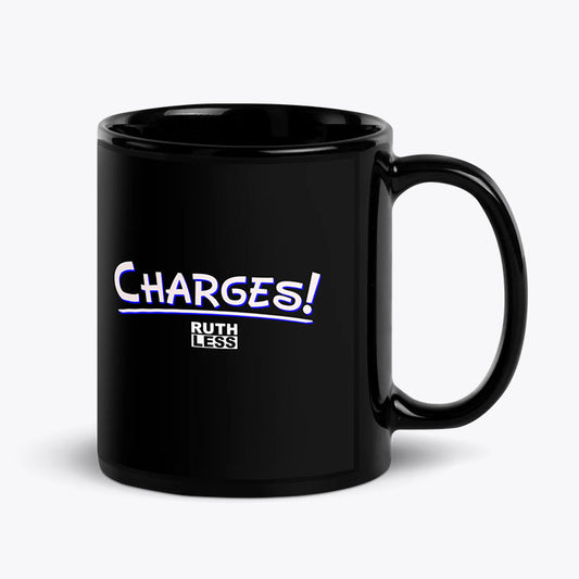 Charges! Glossy black mug